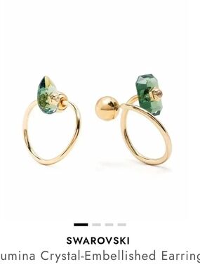 Swarovski Gold-Tone Earrings with Green Crystal Accents